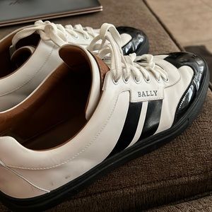 Bally Aston White Leather Striped Low-Top Trainer Sneakers black